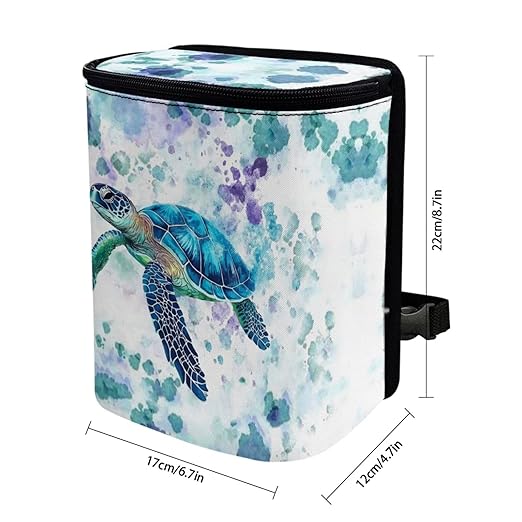 DISNIMO Tie Dye Sea Turtle Car Trash Can with Lid, Car Accessories Leak-Proof Waterproof Car Garbage Bin Collapsible Portable Car Storage Organizer Trash Bag for Car SUV Trucks