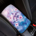 Suobstales Dolphin Hibiscus Print Car Armrest Pad Soft Center Console Arm Rest Protector Cover Universal Car Interior Accessories Decoration