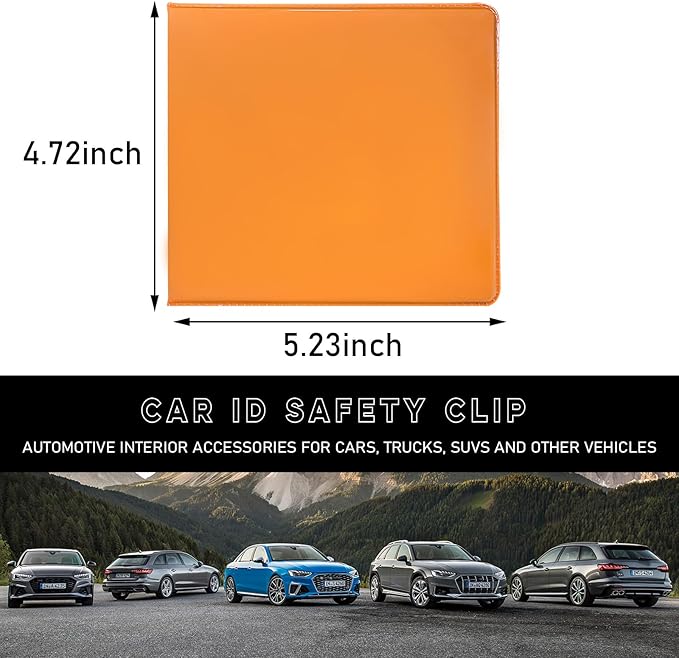 Ziciner Car Registration and Insurance Holder, 5.2"× 4.7" Premium Leather Auto Glove Box Organizer with Closure, Essential Car Document Holder for Card, Driver License (Orange)