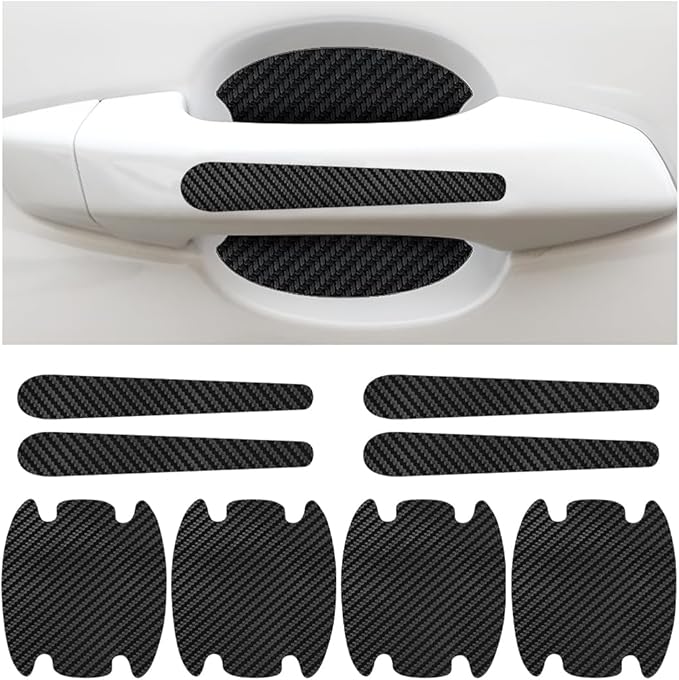 Carbon Fiber Car Door Handle Cup Scratch Protectors, Vehicle Door Handle Bowl Sticker, Automotive Paint Guard Protective Film Cover Accessories, Universal for SUV Sedan Truck (Black)