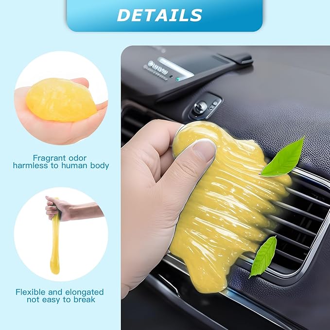 Car Cleaning Gel,Reusable Car Cleaning Putty for Interior Detailing, Car Cleaning Supplies, Auto Detailing Tools, Car Slime for Dust Removal, Car Accessories Interior, Car Cleaning Kit(Yellow, 3.0 OZ)
