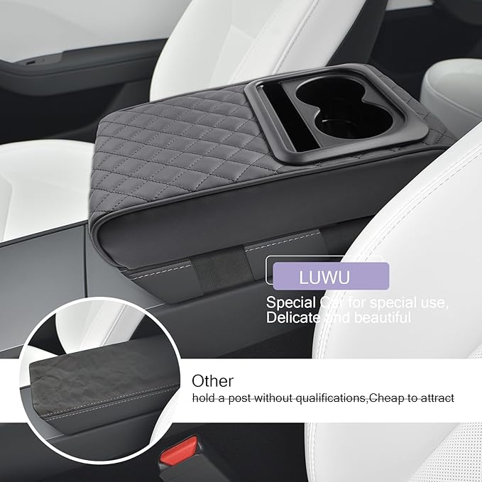 LUWU Car Center Console Cover Auto Armrest Cushion Middle Console Covers Arm Rest Cover Booster Pad Car Armrest Cover Center Console Cushion Leather Memory Foam for Most Vehicles, SUVs, Trucks, Cars