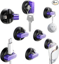 8-Pack Office Desk Accessories [1S Snap-On] Nightstand Organizer, LISEN Desk Organizers and Accessories with 4 Extra Strong Adhesive Pads, Wire Organizer for Nightstand, Home, Car, Desktop, Purple