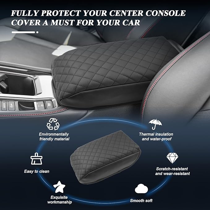BIBIBO for 2023 2024 Honda Accord Center Console Armrest Cover,for 2023 2024 Honda Accord Arm Rest Cover, Car Arm Rest Pad Seat Box Cover,2024 Accord Interior Accessories Armrest Protector (Black-b)