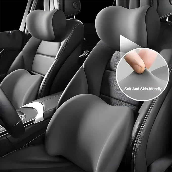 Car Back Support Neck Pillow for Subaru Crosstrek 2012-2025, Comfortable Soft Car Seat Headrest Neck Rest Cushion Lumbar Support Pillow with Adjustable Strap, Brown
