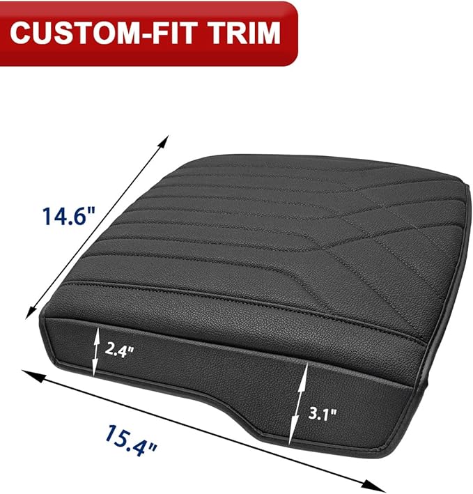 KBH Center Console Armrest Cover for 2019-2026 Dodge Ram 1500 2500 3500 5th Gen, Arm Rest Cushion Pad Protector, Vinyl Leather, Black (Fits Bucket Seat Only)