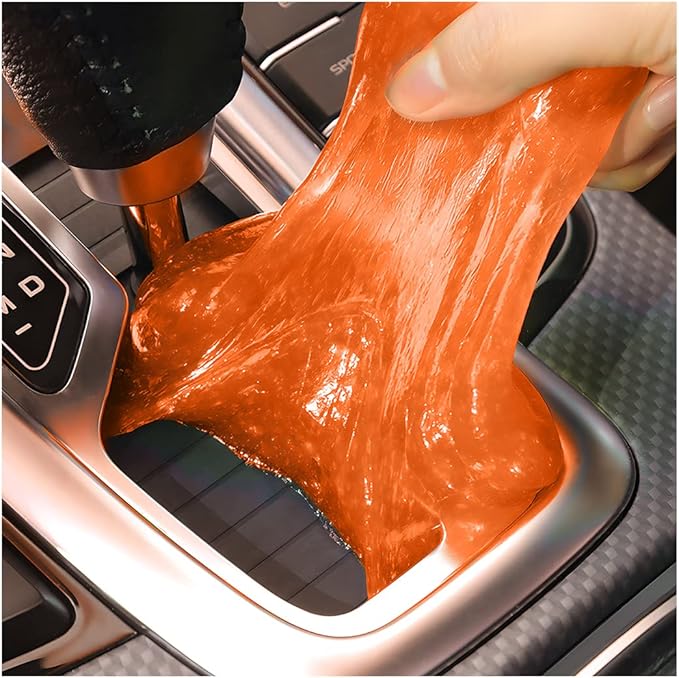 Moly Magnolia Cleaning Gel for Car, Auto Detailing Slime Mud, Putty Cleaner Dust Removal, Soft Glue Cleaning Tools Kit, Car Interior Accessories Universal for Air Vents, Keyboard, PC, Laptops (Orange)
