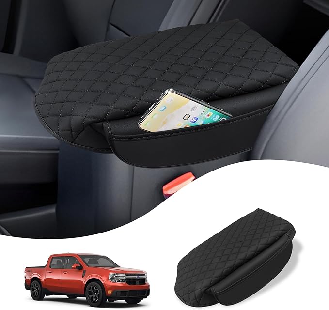 Custom Fit for Center Console Cover Ford Maverick 2022 2023 2024 2025 Armrest Cover Center Console Pad Interior Accessories Car Armrest Seat Box Cover Protector with Pockets Storage Bag