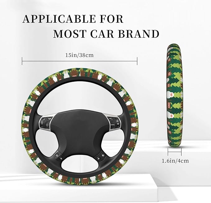 Neoprene Steering Wheel Cover Sasquatches-Forest Car Steering Wheel Cover Universal Fit for Most Cars