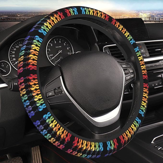 Neoprene Steering Wheel Cover Violin Pattern Car Steering Wheel Cover Universal Fit for Most Cars