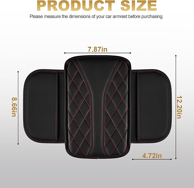 Center Console Cover Fit for TLX: Scratch and Wear Resistant Console Cover Leather with 2 Storage Bags -Upgraded Armrest Coverfor Car,Anti-Scratch Auto Armrest Pad Accessory （Black&Red