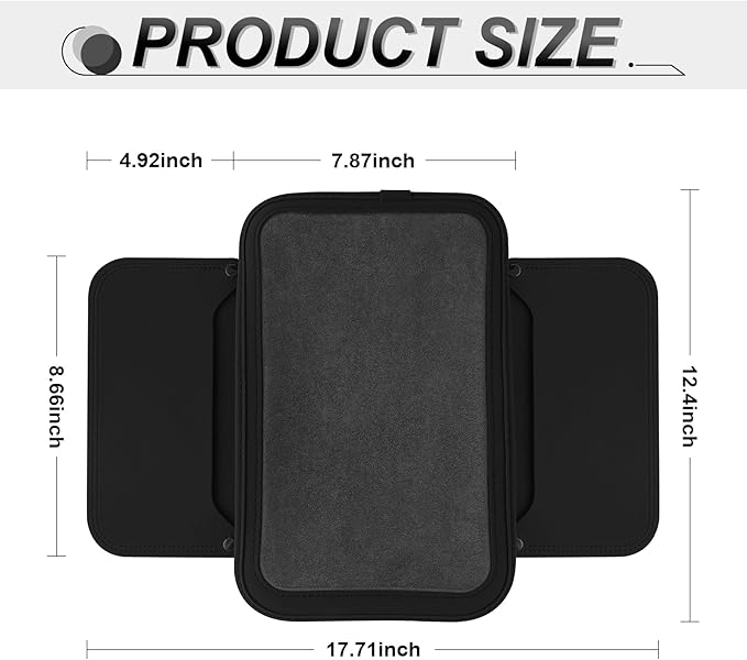 SINGARO Car Leather Furry Center Console Cover with 2 Storage Bags, Universal Fluffy Car Armrest Seat Box Pad, Comfortable Car Interior Accessories, Fits for Most Vehicles (Black)
