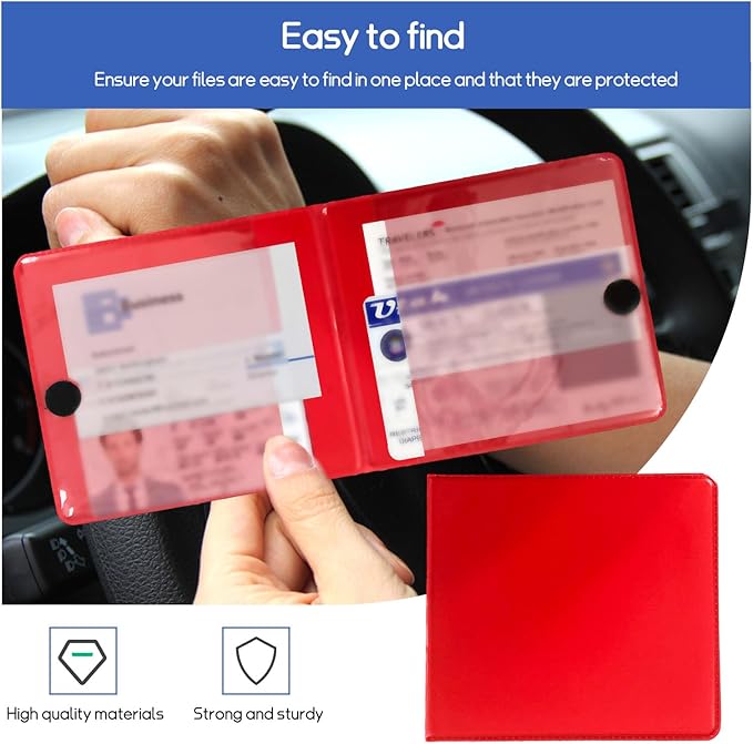 2 PCS Car Registration and Insurance Holder, 10.6''×4.8'' Essential Auto Card Glove Box Organizer with Closure, Vehicle Interior Accessories Perfect for Documents, Cards