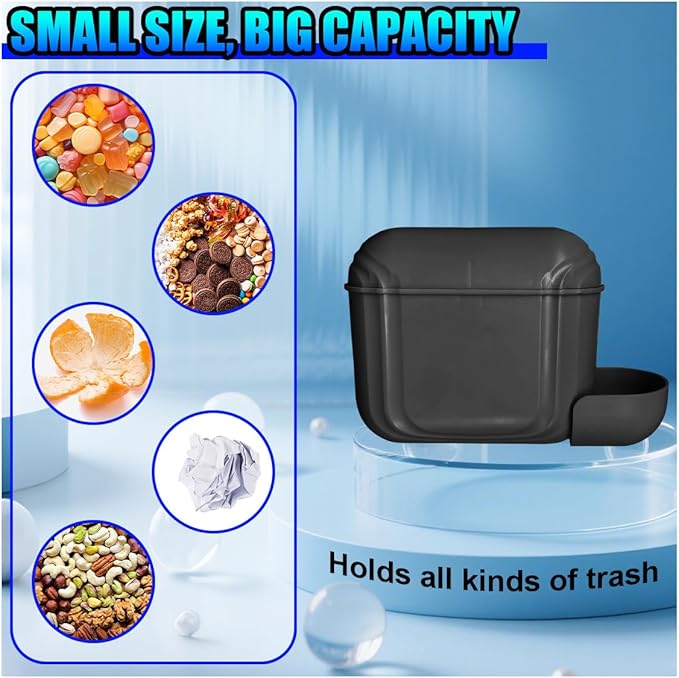 Car Trash Can with Lid, Hanging Leakproof Vehicle Garbage Bin, Auto Back Seat Organizer Dustbin with 2 Rolls of Trash Bags, Versatile Storage Accessory for Car Air Vent, Side Door (Black)