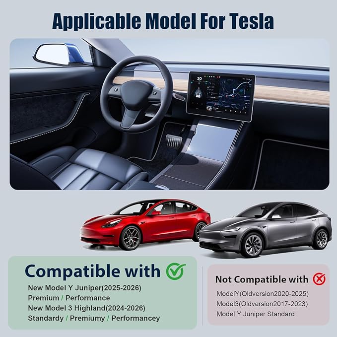 Abvesi 5PCS Center Console Organizer Tray Set with Camera Privacy Cover for Tesla Model Y Juniper 2025-2026 & Model 3 Highland 2024-2026,Includes Hidden Storage Box & Cup Holder Interior Accessories