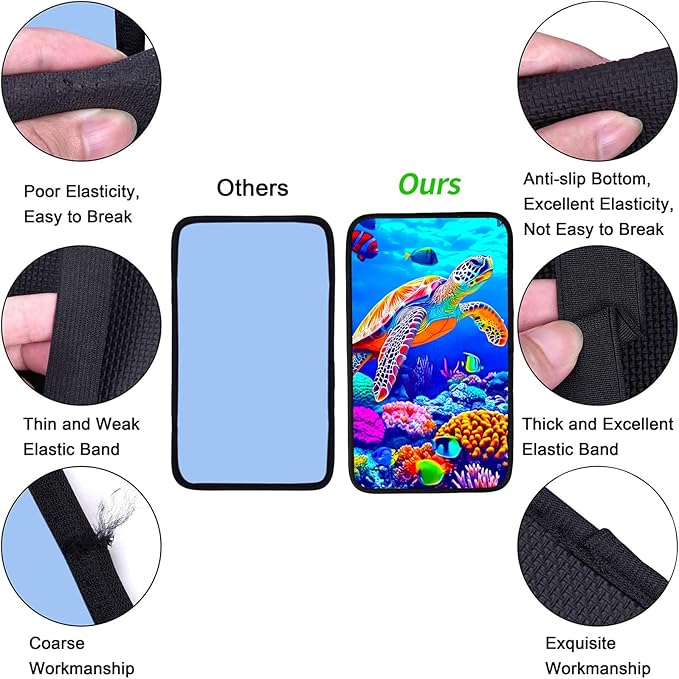 JANENFNA Car Armrest Cover Pads Universal Fashion Cute Auto Center Console Armrest Cover Pad with 2PCS Car Coasters Soft Waterproof Car Armrest Seat Protector for Women,Colorful Turtles in Sea