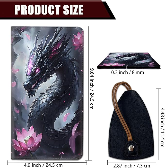 Car Document Holder with Magnetic Shut, Car Registration and Insurance Card Holder, Vehicle Glove Box Organizer Documents, Driver License, Auto Paperwork Organizer Wallet, Dragon In Lotus Pattern