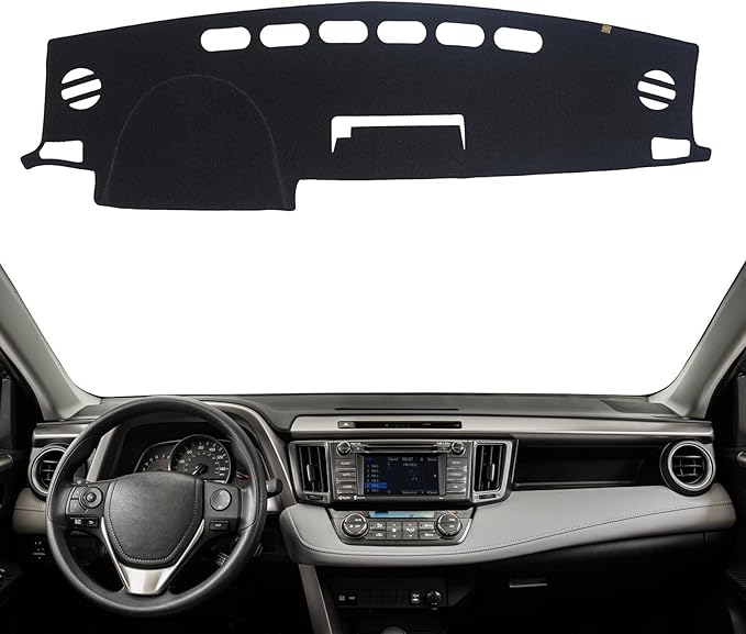 KEYOOG Dashboard Cover Dash Mat Fit for 2018-2013 to-yota RAV4 (Not Fit 13-14 EV Models),Car Dash Board Mat Anti-Glare Carpet,Non-Slip Pad Sunshield Protector (Black)