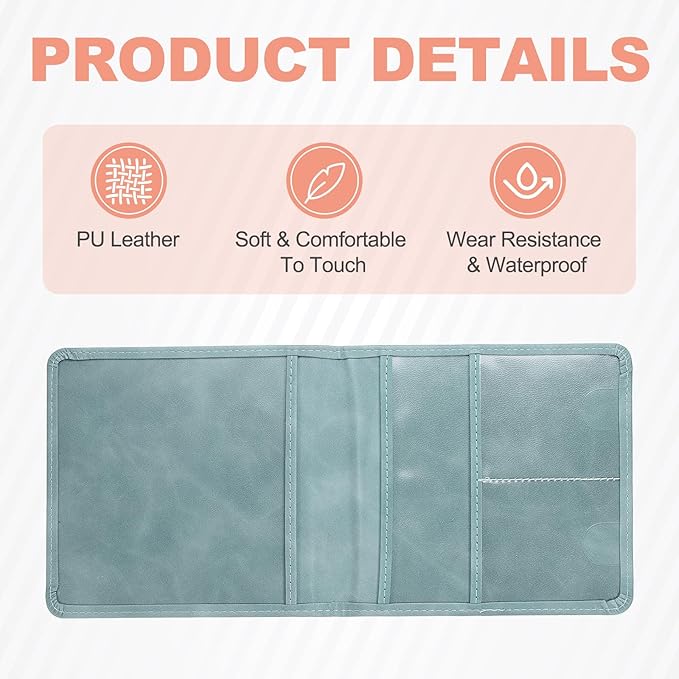 HARFINGTON Car Registration and Insurance Holder 5.63" x 5.31" PU Leather Vehicle Glove Box Organizer Storage Accessories Men Women Car ID Holder for License ID Card Bank Card, Green