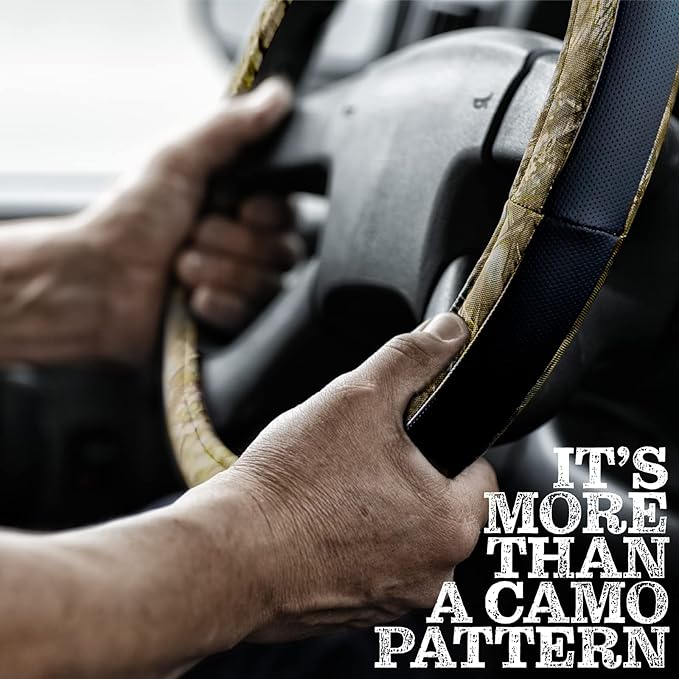 Mossy Oak Steering Wheel Cover by LPI Truck; Heavy Duty 600D Oxford Material with Mossy Oak Break-up Country Camoflauge; Fits All Car, SUV, Mini-Van and Truck with Steering Wheel Size 14.5" to 15"
