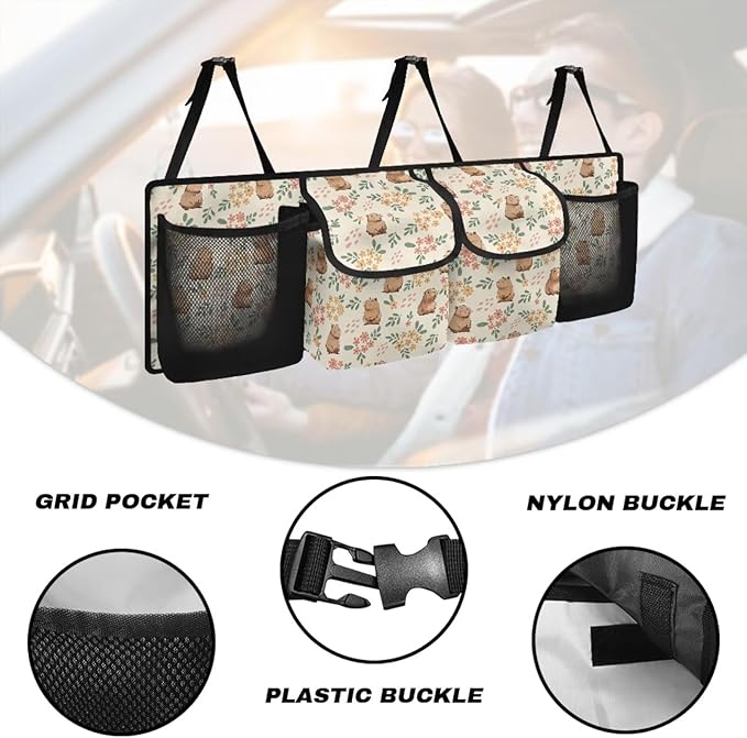 Car Trunk Organizer and Storage Cute Capybara Car Organizer Keep the Car Clean and Tidy, Washable Car Organization Women Automotive Interior Accessories for SUV/MPV/Truck/Van/Sedan