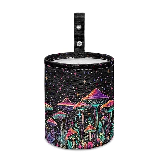 Brosoneto Colorful Mushroom Car Garbage Bin Car Trash Bin Car Trash Can Bags Collapsible Accessories Trash Can Rubbish Bin Garbage Bin Decoration Car Interior Universal