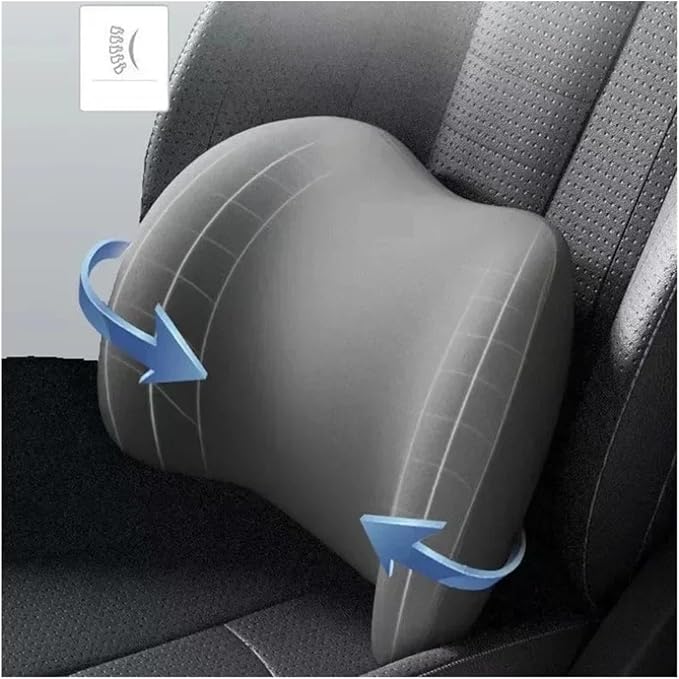 Car Neck Pillow and Lumbar Support Cushion - Memory Foam Backrest for Driver Seat Comfort(Black)