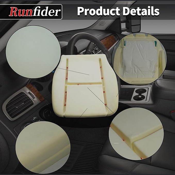 Driver Side bottom Replacement Seat Foam Cushion Seat Foam Pad Compatible with Chevy Avalanche Silverado Suburban Tahoe GMC Sierra Yukon 2007 2008 2009 2010 2012 2013 2014