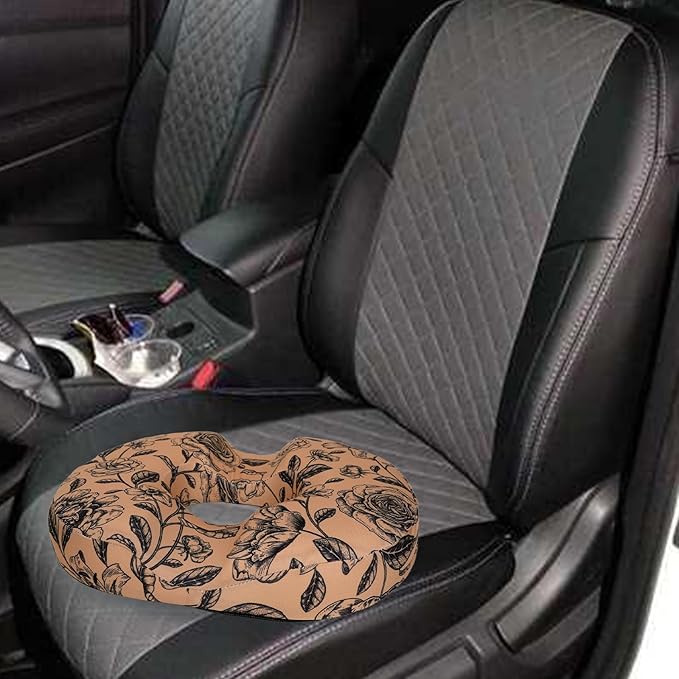 Floral Donut Pillow for Hemorrhoids Seat Cushion for Tailbone Pain Relief - Flower Home Office Chair Cushion for Long Sitting Work - Memory Foam Car Seat Cushions for Driving Butt Pain Pressure Relief