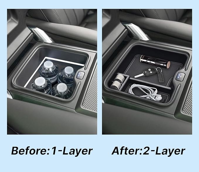 Center Console Organizer for Range Rover & Range Rover Sport 2023-2025 2026 Armrest Insert Tray Storage Box Interior Accessories with Refrigerator (NOT Fit for Models Without Refrigerator)