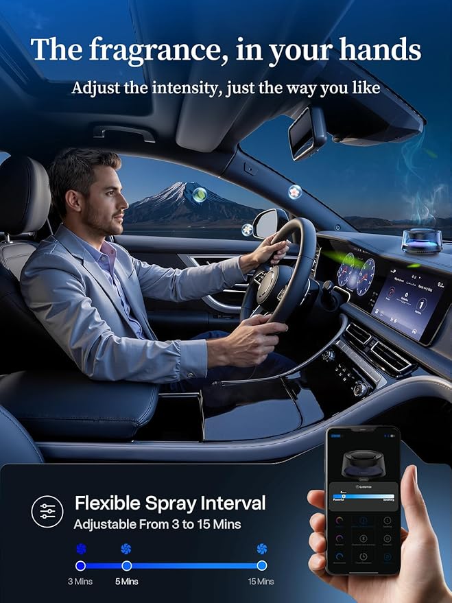TORRAS Smart Car Air Fresheners, The First APP Control Car Freshener, Premium Scenic Fragrance, Auto ON/OFF, Cherry Blossom & White Musk, 2 Packs Lasts for 5 months, CF20 Pro Automotive Diffuser