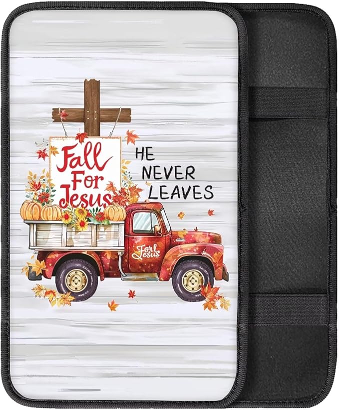 Center Console Cover for Women Men Southwestern Car Accessories Armrest Cover Center Seat Box Pad, Fall Truck