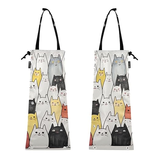 ALAZA Hanging Car Trash Bags Garbage Bag Trash Can for Back Seat Small Cat Cute Washable Storage Bag Retractable 2 Pack