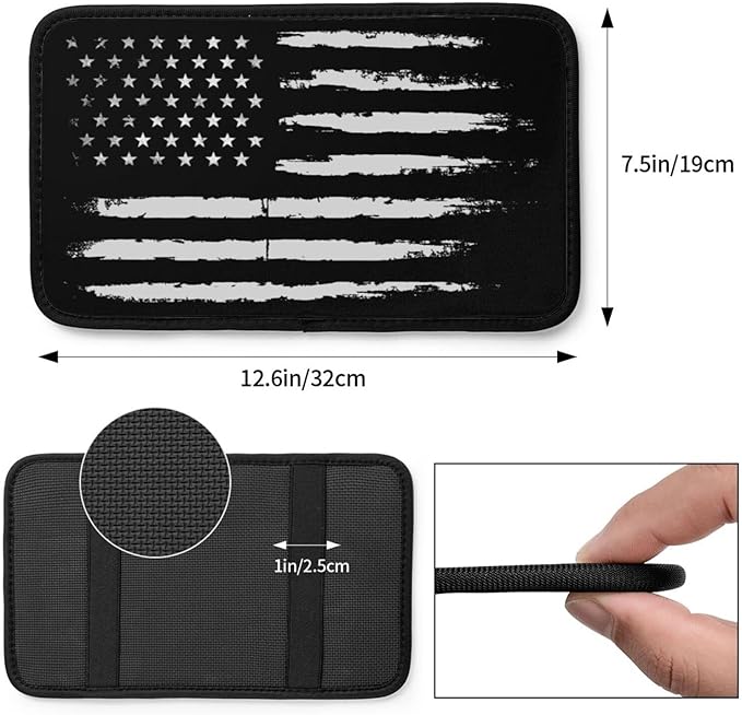 Vintage Black American Flag Car Armrest Cover Auto Center Console Pad Soft Car Armrest Cushion Handrail Box Universal Decoration Cushion