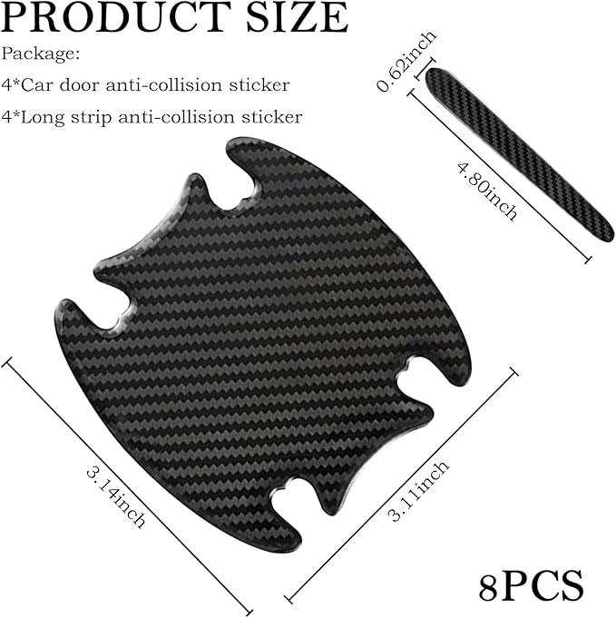 8PCS Car Door Handle Protector with Sport Word,Stylish PVC Car Door Handle Scratch Protector for Avoiding Scratch,Universal Cars Handles Protectors Cars Exterior Accessories (Carbon Fiber)