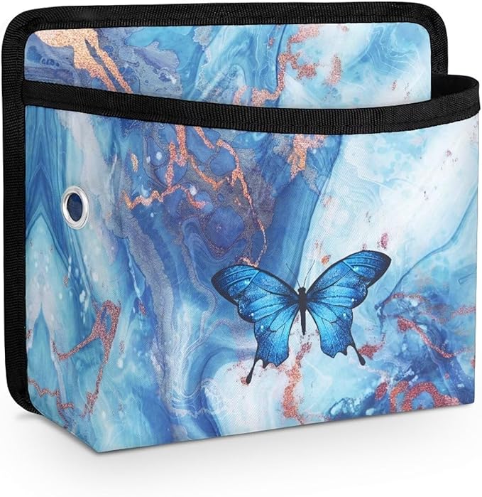 Blue Marble Print Car Side Pocket Organizer Holder for Cell Phone Sunglasses Cards Car Hanging Storage Bag Pocket Between Seats Auto Console Door Window Storage Bag