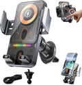 2026 New Cool Car Wireless Fast Charging Phone Holder, High Intelligent 2 in 1 Wireless Charging Rotating Car Mount, Auto-Clamping Dashboard Cars Bracket with Charger Station for All Smart Phone (B+)