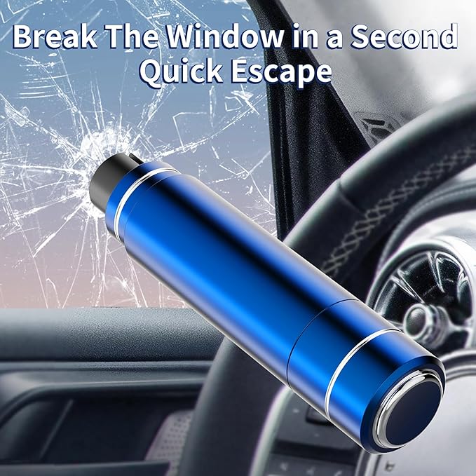 HHXS Car Window Breaker Seatbelt Cutter Tool, Safe Hammer Glass Breaker Under Water Safety Hammer Emergency Escape Glass Breaker Life Hammer for Car (Blue)