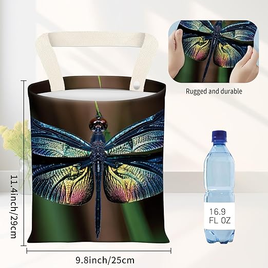 ADQWIOVL Car Garbage Can, Seat Back Hanging Cute Car Trash Can Bag, Car Organizer and Storage Bag for Travelling, Outdoor Cute Dragonfly