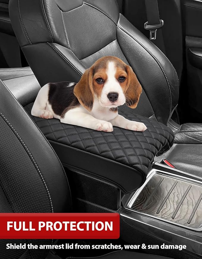 KBH Center Console Armrest Cover for Acura MDX 2015 2016 2017 2018 2019 2020, Vinyl Leather Trim, Middle Console Lid Protective Cover Cushion Pad, Anti-Scratch, Black