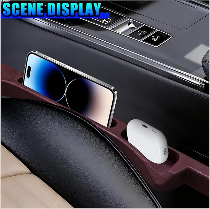 2PCS Car Seat Gap Filler Organizer, Multifunctional Car Gap Stopper Between Seat & Console Prevent Things Drop, Universal Vehicle Interior Phone Holder Accessories for SUVs Trucks (Red)