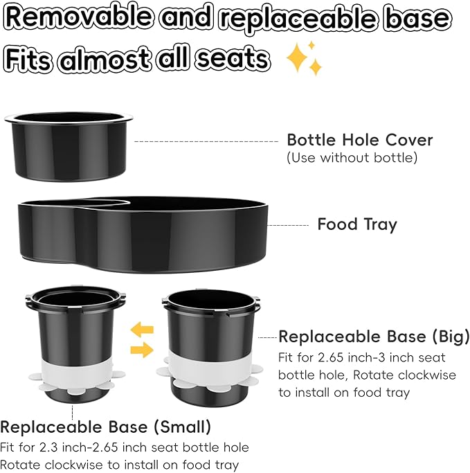 Kids Car Seat Tray, Travel Tray with Cup Holder for Toddler, Baby Car Seat Food Snack Organizer for Road Trip, Stroller snack tray travel must haves (Black 1 Pack)