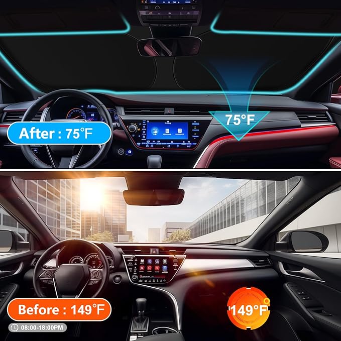 SHINEHOME Car Windshield Sun Shade Compatible with 2026 2025 2024 2023 2022 2021 2020 2019 2018 Camry LE XLE Hybrid SE XSE Sedan Accessories 2026 Upgrade Foldable Sunshade Custom Windshield Sun Visor