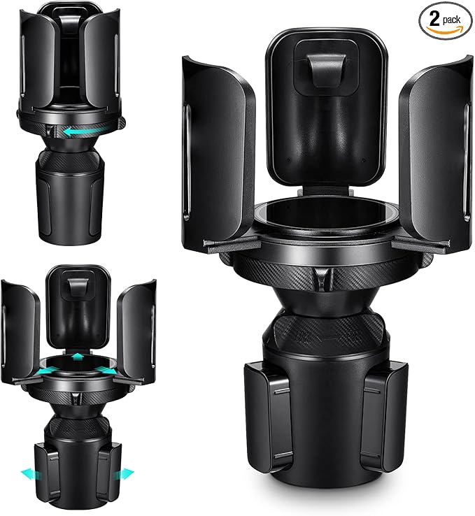 2 Pack Car Cup Holder Expander Adapter (Adjustable) This Hill All Purpose Cup Holder Expander for Car with Rubber Fits Less Than 5.51" Large Bottles & Mugs & Foods & Drinks