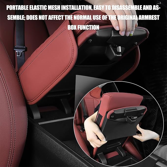 for Corvette C7 Stingray/C7 Grand Sport/C7 Z06 2013-2019 Center Console Protector Pad Car Armrest Cushion PU Leather Waterproof Centre Console Armrest Cover,A-33 * 18cm