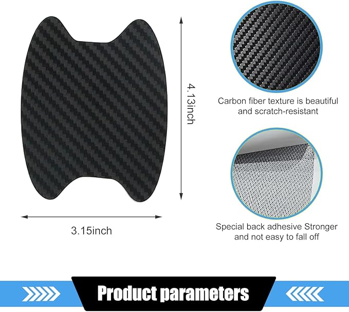 Icyfond 8PCS Car Door Handle Cup Stickers, Anti-Scratches Carbon Fiber Car Door Handle Protectors, Auto Doors Handles Protective Film, Universal Paint Bowl Protector for Most Cars (Black)