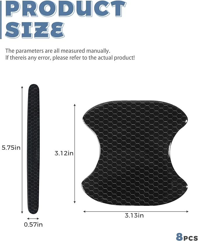 8PCS Car Door Handle Protector,Car Accessories Reflective Anti-Scratch Auto Door Handle Cup Protector,Self-Adhesive Scratch Collision Protection Guard,Fit for Cars,SUVs,Trucks, RVs,Etc (Black)