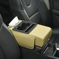 Car Armrest Cushion, 5-in-1 Center Console Cover with 2 Storage Bags Cup Holder, Cup Holder Tissue Slot Phone Slot for Car, Universal Car Armrest Box Cover Protection Pad for Most Vehicles (D)