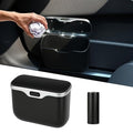 JEYODA - Automatic Push Button Car Trash Can with Secure Lid, Vehicle Garbage Bin (Black)