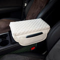 Center Console Cover for Tesla Model 3 2017-2022 2023 2024 or Model Y 2020-2022 2023 2024 Armrest Cover Cushion Pad PU Leather Armrest Seat Box Protector Accessories with Pockets Storage Bag (white)